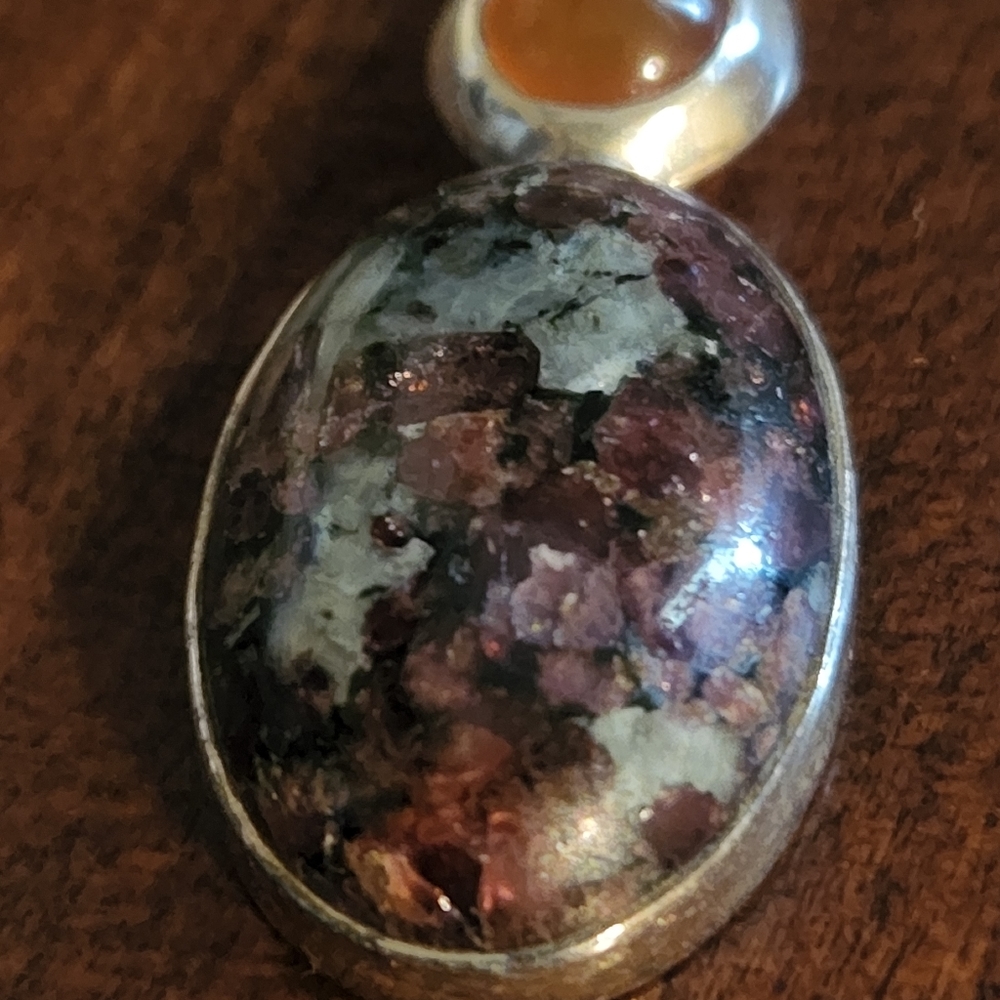 Rubelite & Carnelian Silver pendant - Picture 3 of 10